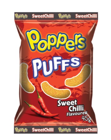 Popper's Puffs Sweet Chilli - 12 Pack